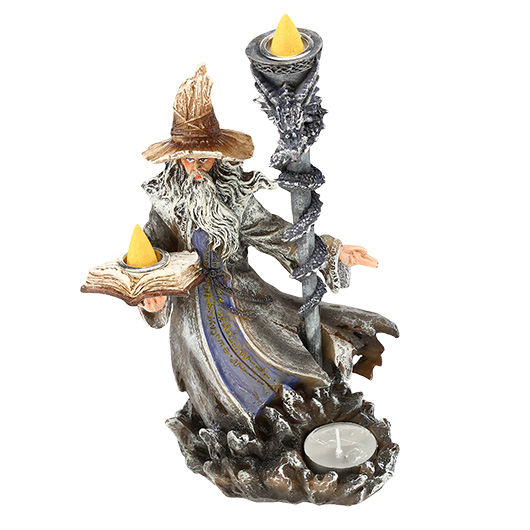 Dekofigur Zauberer mit Rucherkegel und Teelicht Bild 4