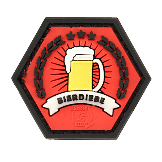 JTG 3D Rubber Patch mit Klettflche Hexagon Bierdiebe rot