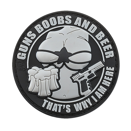 JTG 3D Rubber Patch mit Klettflche Guns, Boobs and Beer schwarz/grau