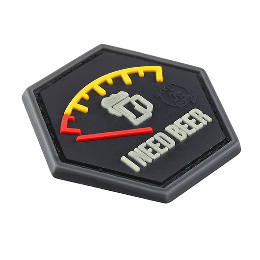 JTG 3D Rubber Patch Hexagon mit Klettflche I need Beer nachleuchtend rot/gelb Bild 1