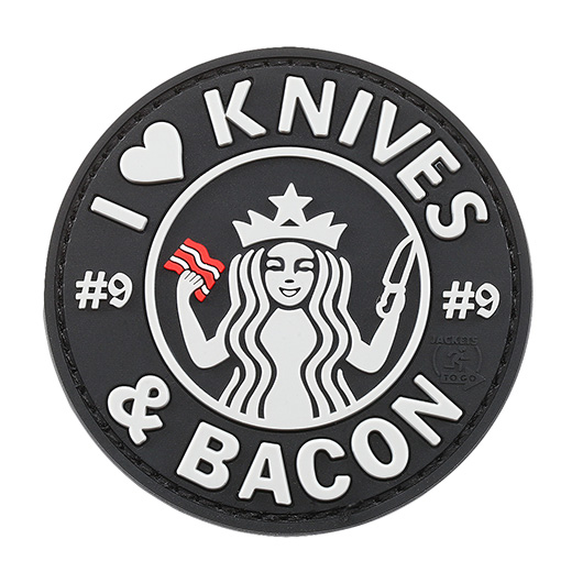 JTG 3D Rubber Patch mit Klettflche I Love Knives and Bacon swat