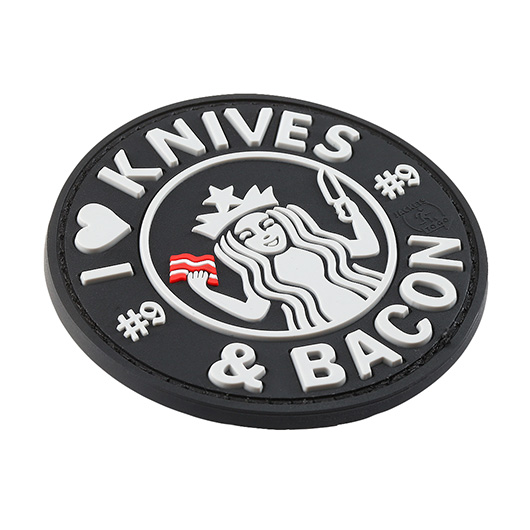 JTG 3D Rubber Patch mit Klettflche I Love Knives and Bacon schwarz/wei Bild 1