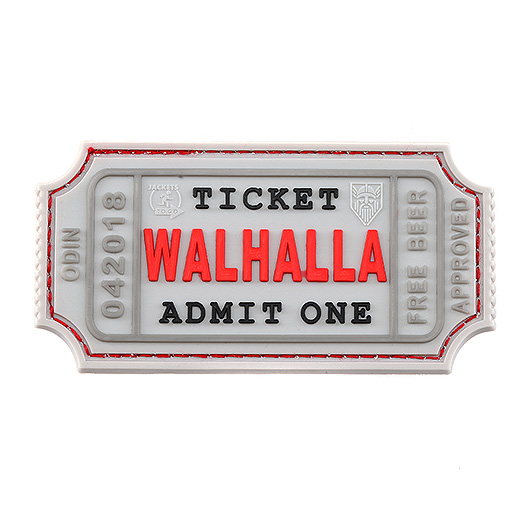 JTG 3D Rubber Patch mit Klettflche Walhalla Ticket wei/rot