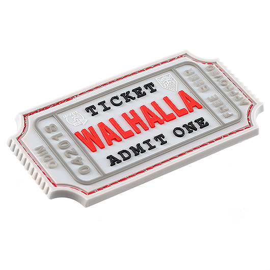 JTG 3D Rubber Patch mit Klettflche Walhalla Ticket wei/rot Bild 1
