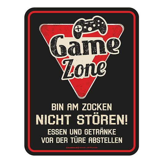 Blechschild Game Zone, nicht stren!