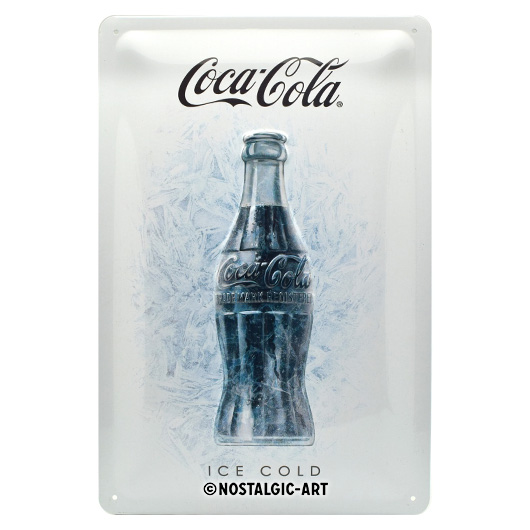 Blechschild Coca Cola Ice White 20 x 30 cm weiß