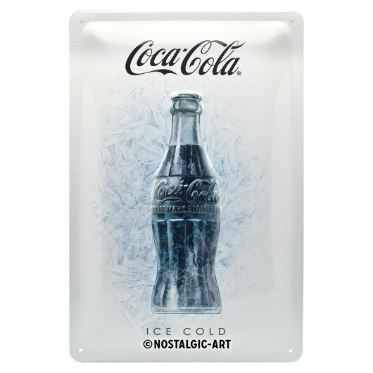 Blechschild Coca Cola Ice White 20 x 30 cm wei