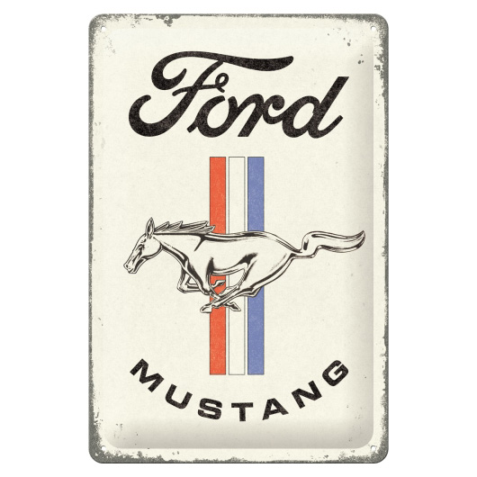 Blechschild Ford Mustang Horse & Stripes Logo 20 x 30 cm
