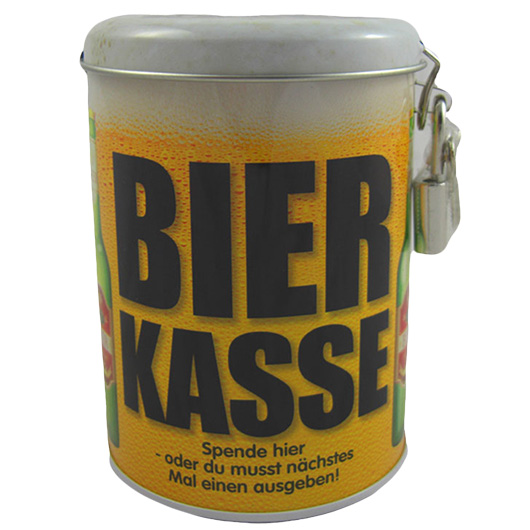 Spardose Bierkasse inkl. Vorhngeschloss und zwei Schlssel