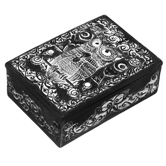 Aufbewahrungsbox Zaubereule schwarz mit Deckel 14 x 10 cm Bild 2