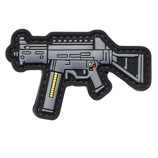 3D Rubber Patch mit Klettflche UMP 45 Maschinenpistole grau/schwarz
