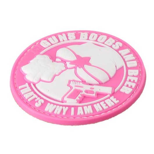 JTG 3D Rubber Patch mit Klettflche Guns, Boobs and Beer pink/wei Bild 1