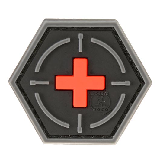 JTG 3D Rubber Patch Hexagon mit Klettflche Tactical Medic Red Cross schwarz/rot