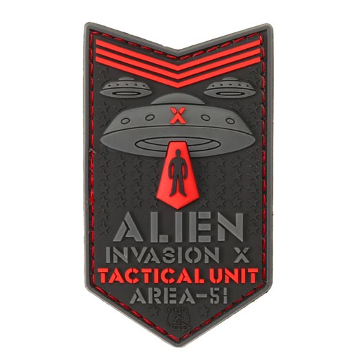 JTG 3D Rubber Patch mit Klettflche Alien Invasion X-Files Tactical Unit schwarz/rot