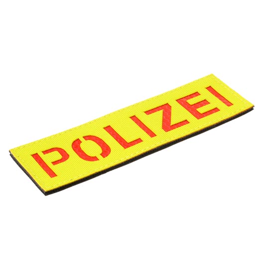 JTG Patch mit Klettflche Polizei Lasercut signalgelb/rot reflektierender Schriftzug Bild 1