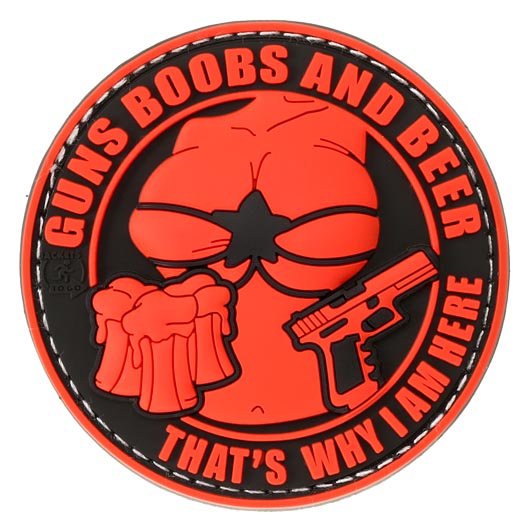 JTG 3D Rubber Patch mit Klettflche Guns, Boobs and Beer schwarz/rot