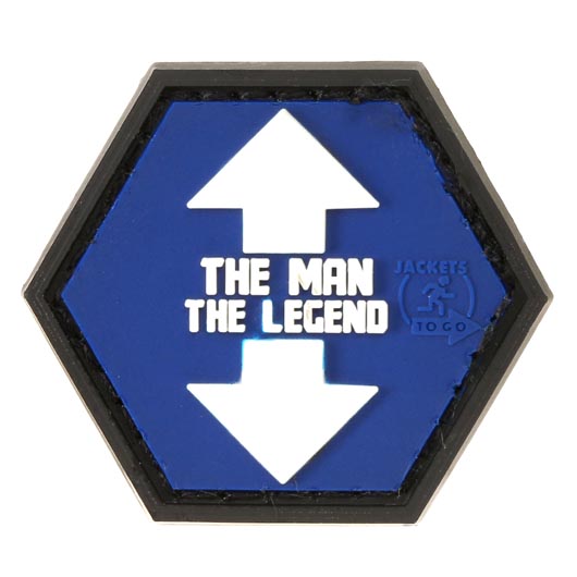 JTG 3D Rubber Patch Hexagon mit Klettflche The Man / The Legend blau/wei