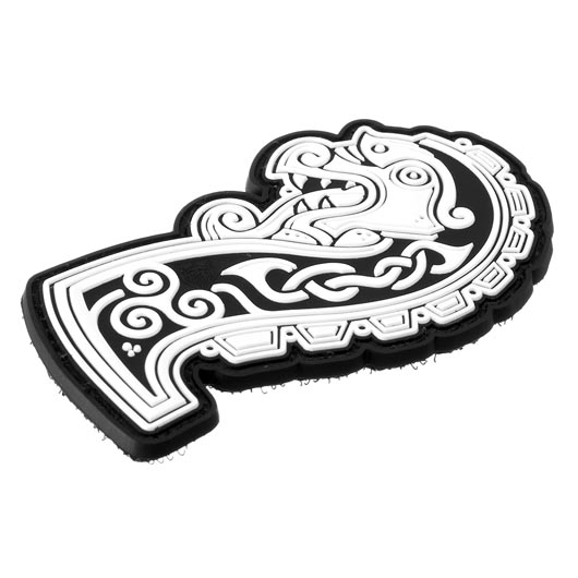 JTG 3D Rubber Patch mit Klettflche Northman Dragon Ship Head schwarz/wei Bild 1