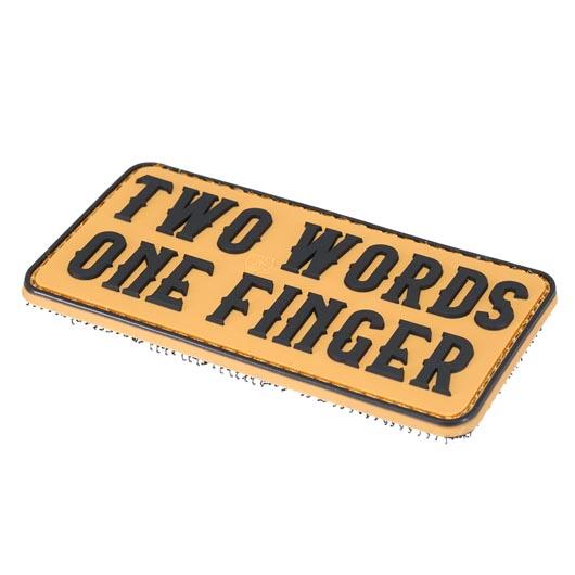 JTG 3D Rubber Patch mit Klettflche Two Words one Finger coyote brown Bild 1