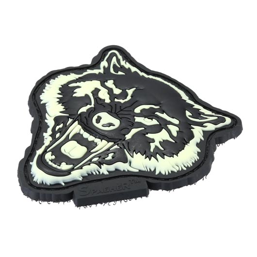 JTG 3D Rubber Patch mit Klettflche Angry Wolf Head nachleuchtend Bild 1