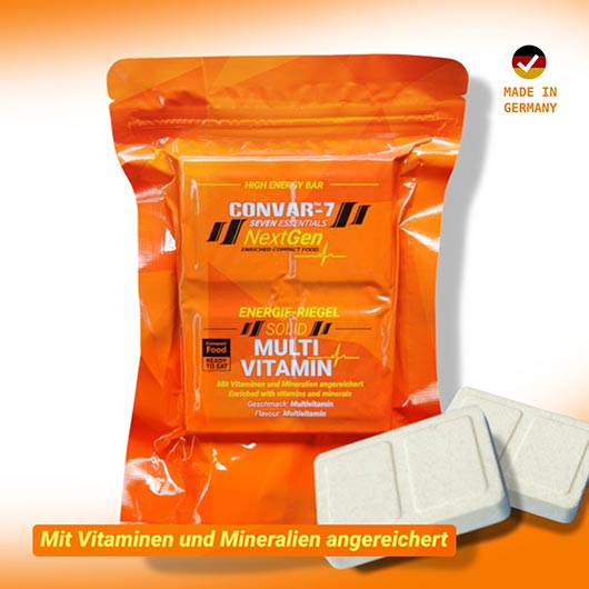 Convar-7 Riegel High Energy Bar NextGen Multivitamin 120 g Langzeitlebensmittel - Ideal fr Outdoor, Notvorrat und Krisenvorsorg
