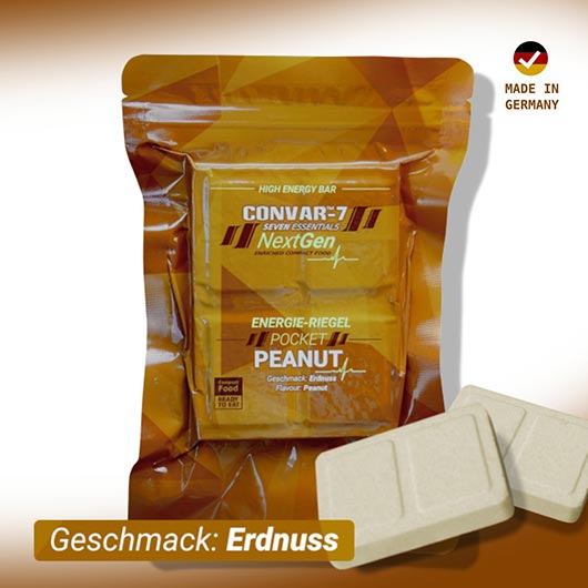Convar-7 Riegel High Energy Bar NextGen Erdnuss 120 g Langzeitlebensmittel - Ideal fr Outdoor, Notvorrat und Krisenvorsorge