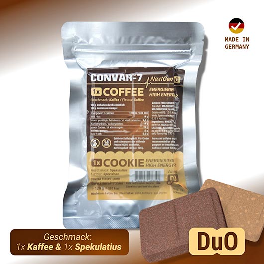 Convar-7 Riegel High Energy Bar NextGen Duo Kaffee & Spekulatius 120 g Langzeitlebensmittel - Ideal fr Outdoor, Notvorrat u