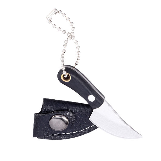 Schlsselanhnger Mini Messer Skinner silber/schwarz inkl. Kunstlederscheide Bild 2
