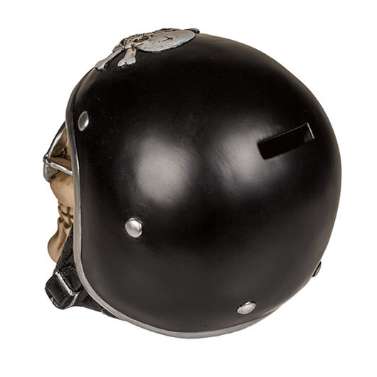 Spardose Totenkopf mit Motorradhelm und Sonnenbrille inkl. Schlssel Bild 2