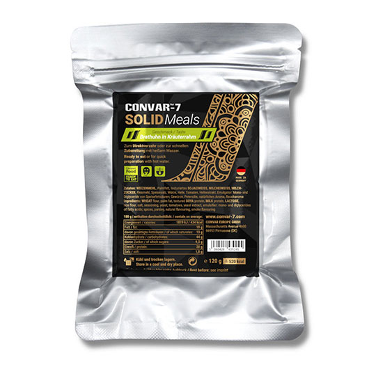 Convar-7 Riegel Solid Meal Brathuhn in Kruterrahm 120 g Langzeitlebensmittel - Ideal fr Outdoor, Notvorrat und Krisenvorsorge Bild 1