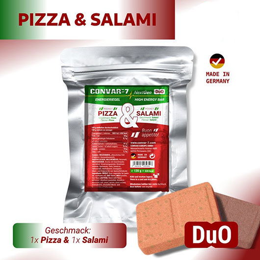Convar-7 Riegel High Energy Bar NextGen Duo Pizza & Salami 120 g Langzeitlebensmittel - Ideal fr Outdoor, Notvorrat und Kri
