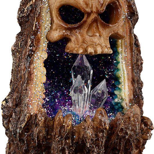 Dekofigur Totenkopf Kristallhhle mit Rucherkegelhalter und LED 17 x 10 cm Bild 5