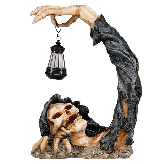 Dekofigur Reaper entsteigt Grab mit LED-Laterne 29 x 21,5 cm Bild 2