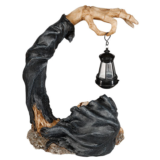 Dekofigur Reaper entsteigt Grab mit LED-Laterne 29 x 21,5 cm Bild 3