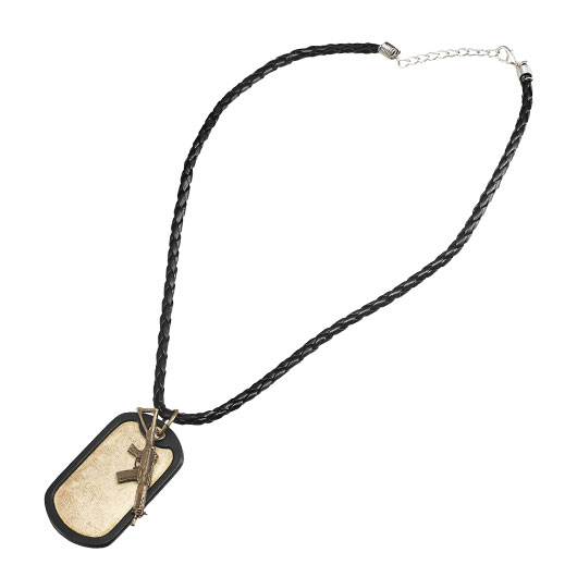 Halskette Dog Tag mit Gewehr messing/schwarz