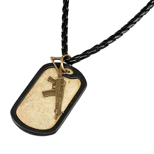 Halskette Dog Tag mit Gewehr messing/schwarz Bild 1
