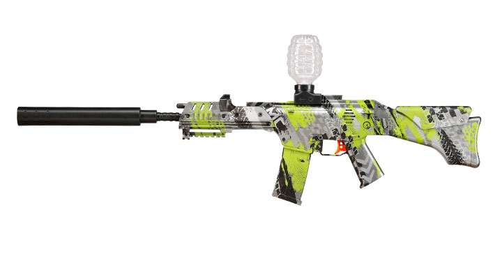 Hydrogel Actionblaster Extreme elektrisch inkl. Akku, Schalldämpfer, Gelkugeln & Schutzbrille camo