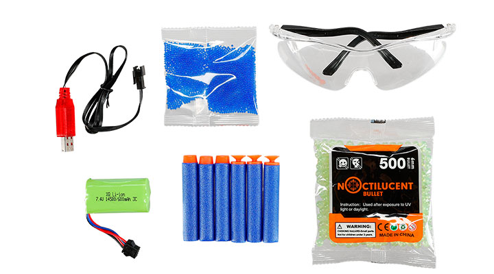 Asgard Actionblaster SW20B elektrisch fr Schaumstoff-Pfeile, Gel- und Airsoftmunition inkl. Akku, Munition & Schutzbrille Bild 11