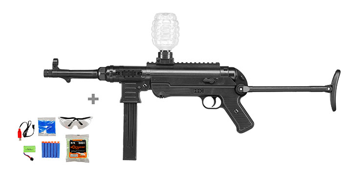 Asgard Actionblaster MP40 elektrisch fr Schaumstoff-Pfeile, Gel- und Airsoftmunition inkl. Akku, Munition, Schutzbrille & T