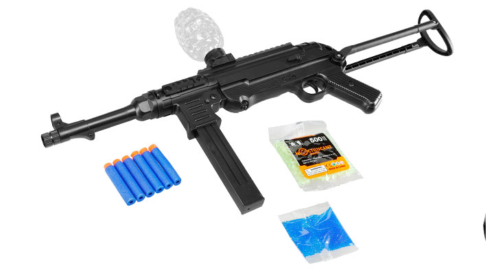 Asgard Actionblaster MP40 elektrisch fr Schaumstoff-Pfeile, Gel- und Airsoftmunition inkl. Akku, Munition, Schutzbrille & T Bild 4