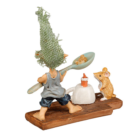 Dekofiguren Pixie Kobold und Maus machen Popcorn 11 x 12,5 cm Bild 4