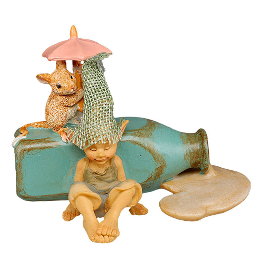 Dekofiguren Pixie Kobold und Maus mit Milchflasche 11 x 8 cm Bild 1