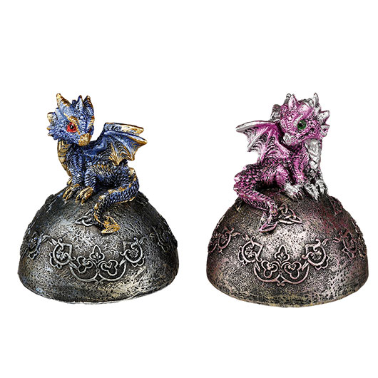 Dekofigur Drachen-Schatulle blau & lila 2er Set 8,4 x 18,4 cm Bild 2