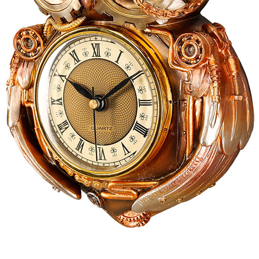 Wanduhr Steampunk Eule 20 cm bronziert Bild 3