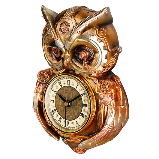 Wanduhr Steampunk Eule 20 cm bronziert Bild 6
