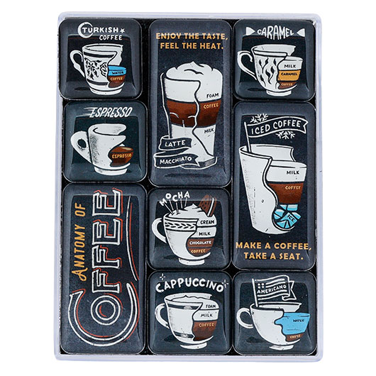 NostalgicArt Magnet-Set Anatomy of Coffee 9 kraftvolle Magnete