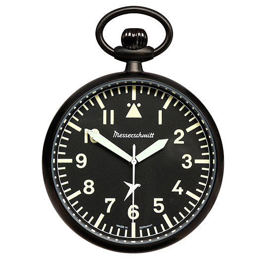 Aristo Messerschmitt ME-TAU-4 Taschenuhr im Fliegeruhren Stil mit Edelstahl Kette