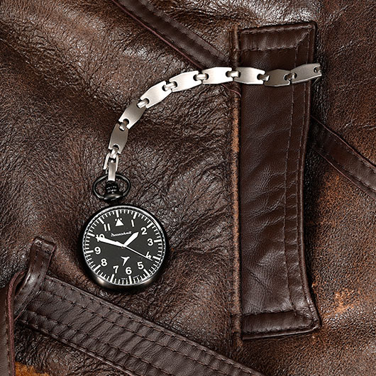 Aristo Messerschmitt ME-TAU-4 Taschenuhr im Fliegeruhren Stil mit Edelstahl Kette Bild 1