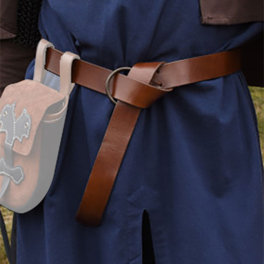 Mittelalter-Ledergrtel braun mit Messingring, ca. 190 cm Bild 2