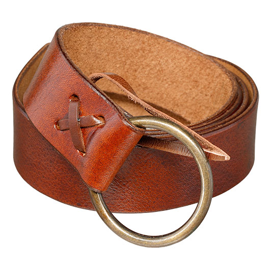 Mittelalter-Langg�rtel 150 cm braun aus Leder mit Messingring